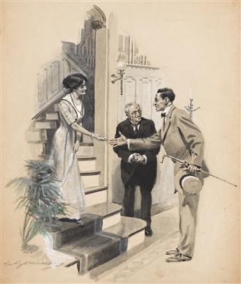 CHARLES EDWARD CHAMBERS (1883-1941) Meeting the lady of the house.